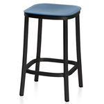 1 Inch Bar/ Counter Stool - Black Powder Coated Aluminum / Blue Polypropylene