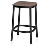 1 Inch Bar/ Counter Stool - Black Powder Coated Aluminum / Brown