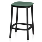 1 Inch Bar/ Counter Stool - Black Powder Coated Aluminum / Green Polypropylene