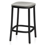 1 Inch Bar/ Counter Stool - Black Powder Coated Aluminum / Light Melange Wool Fabric