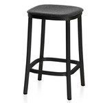 1 Inch Bar/ Counter Stool - Black Powder Coated Aluminum / Dark Melange Wool Fabric