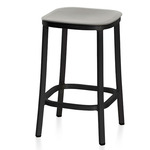 1 Inch Bar/ Counter Stool - Black Powder Coated Aluminum / Light Grey