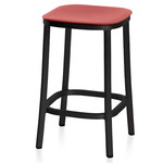 1 Inch Bar/ Counter Stool - Black Powder Coated Aluminum / Orange Polypropylene