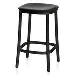 1 Inch Bar/ Counter Stool - Black Powder Coated Aluminum / Black Leather