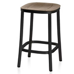 1 Inch Bar/ Counter Stool - Black Powder Coated Aluminum / Walnut Plywood