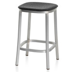 1 Inch Bar/ Counter Stool - Hand Brushed Aluminum / Dark Melange Wool Fabric