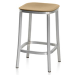 1 Inch Bar/ Counter Stool - Hand Brushed Aluminum / Sand Polypropylene