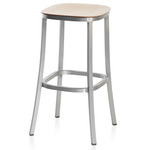 1 Inch Bar/ Counter Stool - Hand Brushed Aluminum / Ash Plywood