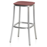 1 Inch Bar/ Counter Stool - Hand Brushed Aluminum / Bordeaux Polypropylene