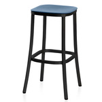 1 Inch Bar/ Counter Stool - Black Powder Coated Aluminum / Blue Polypropylene