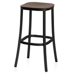 1 Inch Bar/ Counter Stool - Black Powder Coated Aluminum / Brown