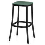 1 Inch Bar/ Counter Stool - Black Powder Coated Aluminum / Green Polypropylene