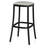 1 Inch Bar/ Counter Stool - Black Powder Coated Aluminum / Light Melange Wool Fabric