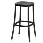 1 Inch Bar/ Counter Stool - Black Powder Coated Aluminum / Dark Melange Wool Fabric