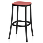 1 Inch Bar/ Counter Stool - Black Powder Coated Aluminum / Orange Polypropylene