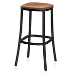 1 Inch Bar/ Counter Stool - Black Powder Coated Aluminum / Tan Leather