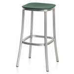 1 Inch Bar/ Counter Stool - Hand Brushed Aluminum / Green Polypropylene