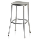 1 Inch Bar/ Counter Stool - Hand Brushed Aluminum / Light Grey