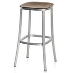 1 Inch Bar/ Counter Stool - Hand Brushed Aluminum / Walnut Plywood