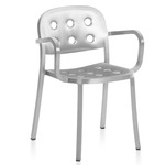 1 Inch All Aluminum Stackable Armchair - Hand Brushed Aluminum