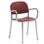 1 Inch Stacking Armchair - Hand Brushed Aluminum / Bordeaux Polypropylene
