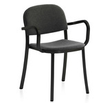 1 Inch Stacking Armchair - Black Powder Coated Aluminum / Dark Melange Wool Fabric