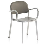 1 Inch Stacking Armchair - Hand Brushed Aluminum / Light Grey