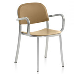 1 Inch Stacking Armchair - Hand Brushed Aluminum / Sand Polypropylene