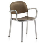 1 Inch Stacking Armchair - Hand Brushed Aluminum / Walnut Plywood