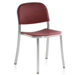 1 Inch Stacking Chair - Hand Brushed Aluminum / Bordeaux Polypropylene