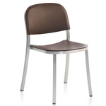 1 Inch Stacking Chair - Hand Brushed Aluminum / Brown