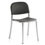 1 Inch Stacking Chair - Hand Brushed Aluminum / Dark Grey