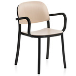1 Inch Stacking Armchair - Black Powder Coated Aluminum / Ash Plywood