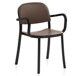 1 Inch Stacking Armchair - Black Powder Coated Aluminum / Brown