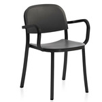 1 Inch Stacking Armchair - Black Powder Coated Aluminum / Dark Grey