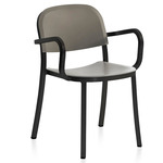1 Inch Stacking Armchair - Black Powder Coated Aluminum / Light Grey