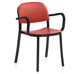 1 Inch Stacking Armchair - Black Powder Coated Aluminum / Orange Polypropylene