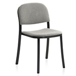 1 Inch Stacking Chair - Black Powder Coated Aluminum / Light Melange Wool Fabric