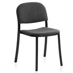 1 Inch Stacking Chair - Black Powder Coated Aluminum / Dark Melange Wool Fabric