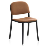 1 Inch Stacking Chair - Black Powder Coated Aluminum / Tan Leather