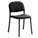 1 Inch Stacking Chair - Black Powder Coated Aluminum / Black Leather