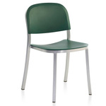 1 Inch Stacking Chair - Hand Brushed Aluminum / Green Polypropylene