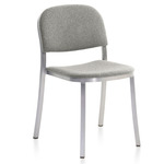 1 Inch Stacking Chair - Hand Brushed Aluminum / Light Melange Wool Fabric