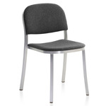 1 Inch Stacking Chair - Hand Brushed Aluminum / Dark Melange Wool Fabric
