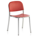 1 Inch Stacking Chair - Hand Brushed Aluminum / Orange Polypropylene