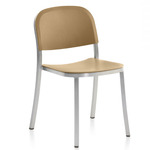 1 Inch Stacking Chair - Hand Brushed Aluminum / Sand Polypropylene