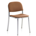 1 Inch Stacking Chair - Hand Brushed Aluminum / Tan Leather