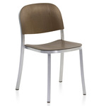 1 Inch Stacking Chair - Hand Brushed Aluminum / Walnut Plywood
