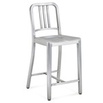 1006 Navy Collection Bar/ Counter Stool - Hand Brushed Aluminum
