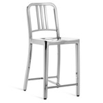 1006 Navy Collection Bar/ Counter Stool - Hand Polished Aluminum